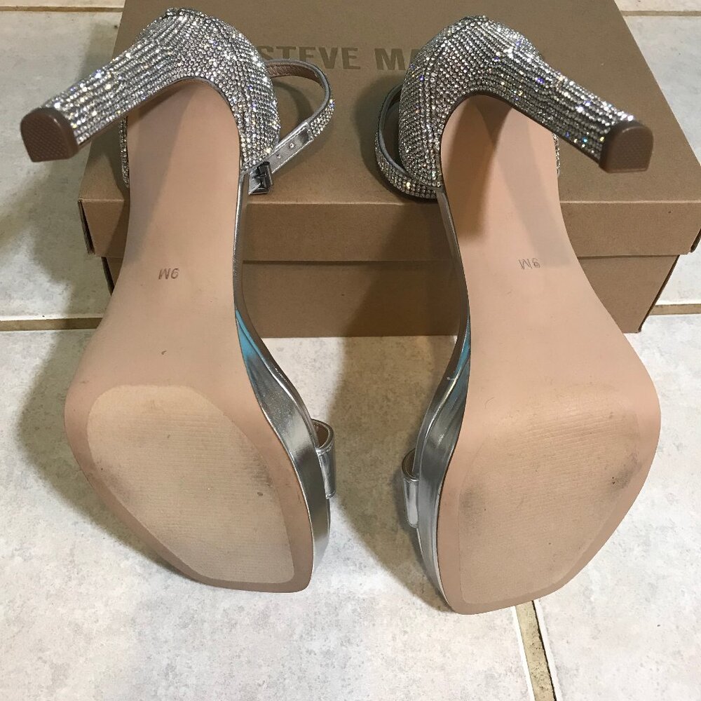 NEW Steve Madden Kisha Platform Sandal Silver Rhinestone Sparkly Bling * Size 9 - Picture 9 of 10